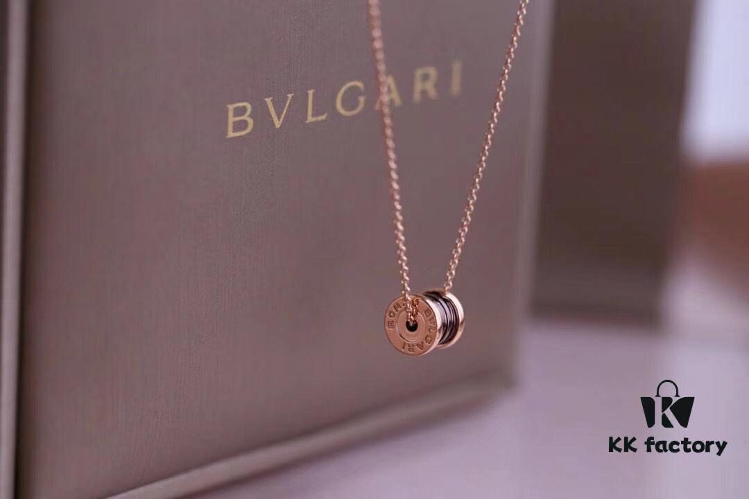 BVLGARI Brown Ceramic Necklace Mini with Latest V Gold Material