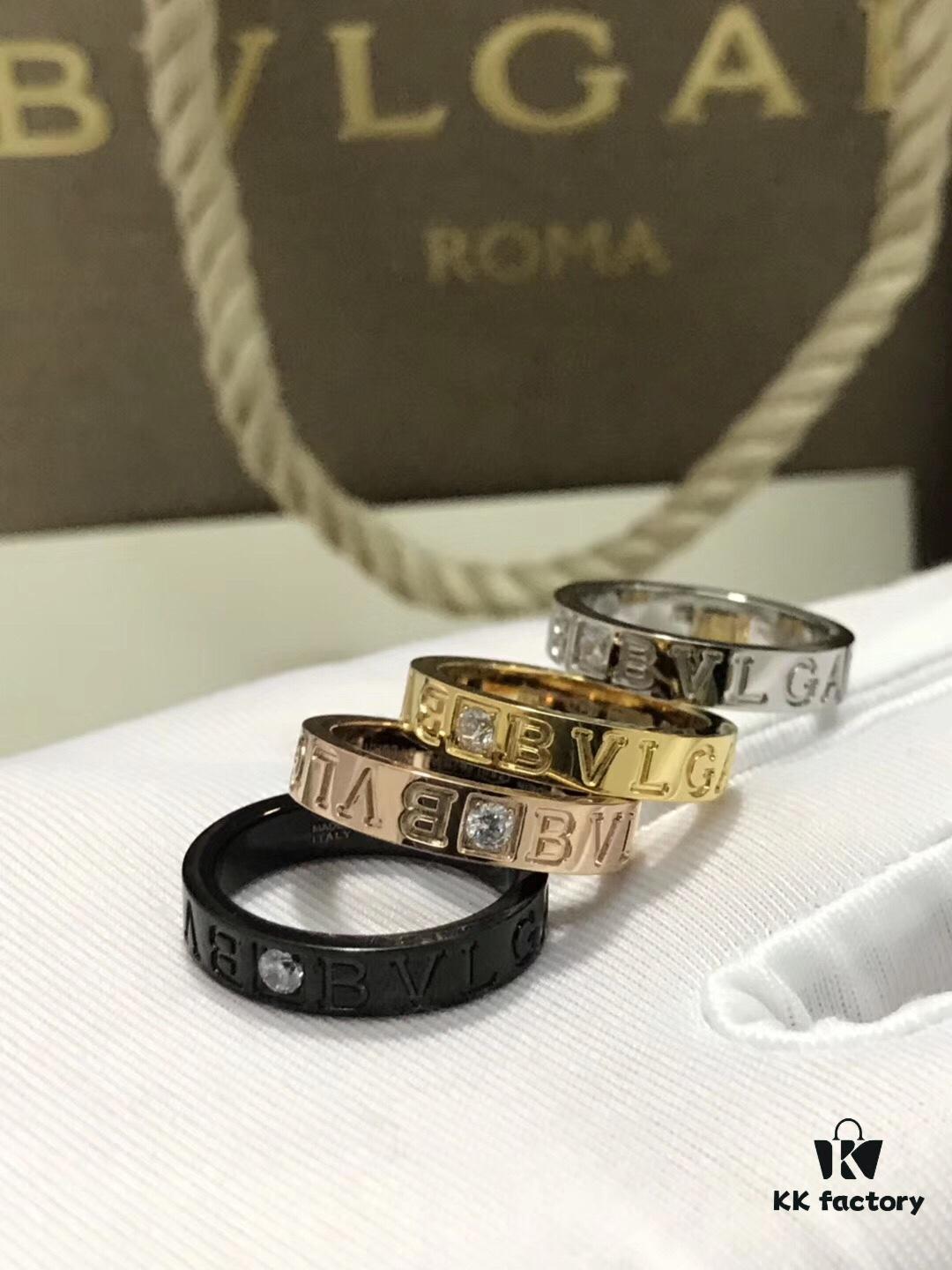 Bvlgari Couple's Single Diamond Pure Silver Ring