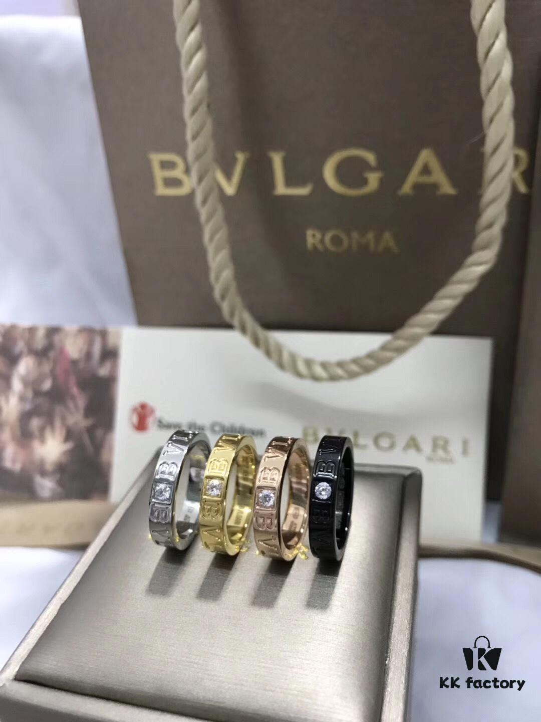 Bvlgari Couple's Single Diamond Pure Silver Ring