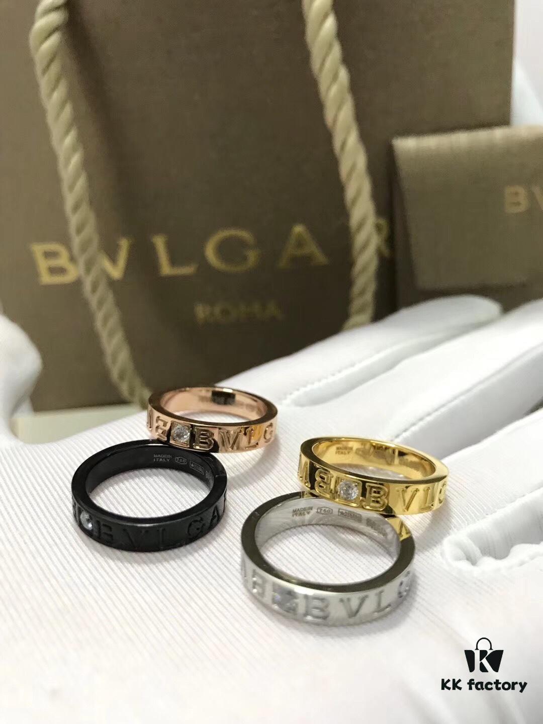 Bvlgari Couple's Single Diamond Pure Silver Ring