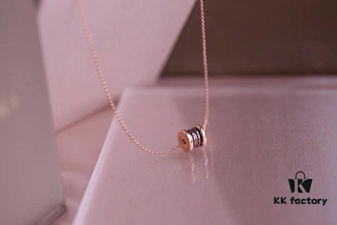 BVLGARI Brown Ceramic Necklace Mini with Latest V Gold Material