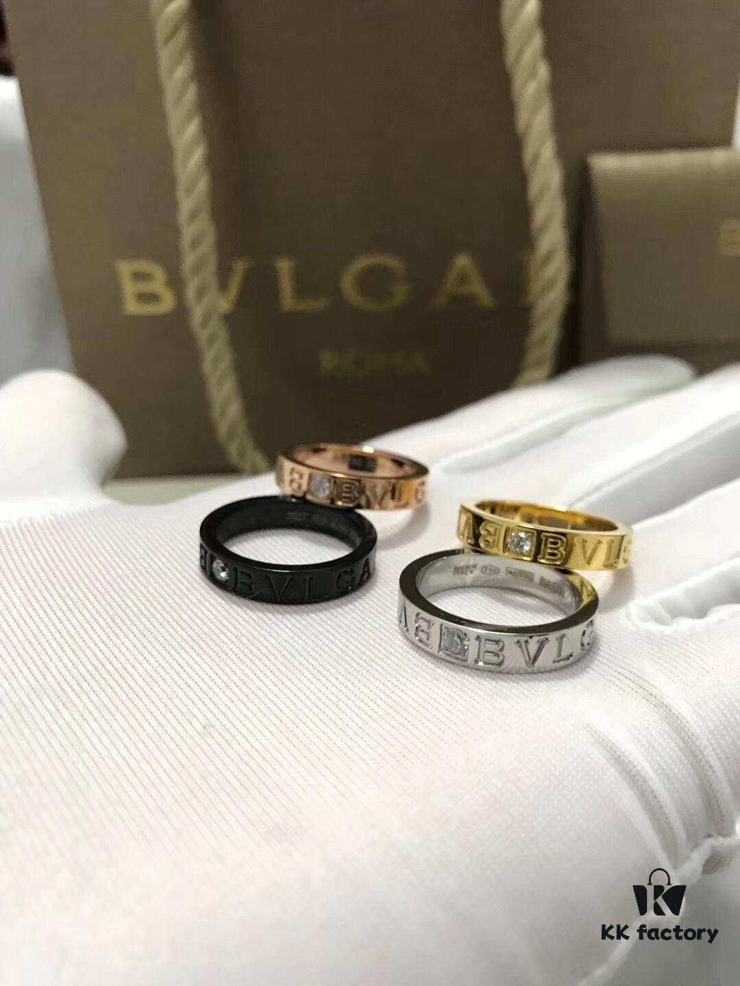 Bvlgari Couple's Single Diamond Pure Silver Ring