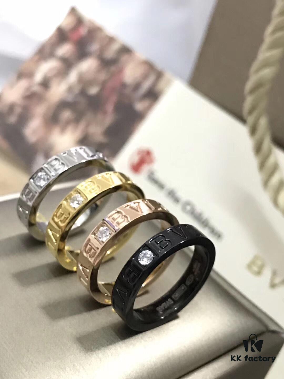 Bvlgari Couple's Single Diamond Pure Silver Ring