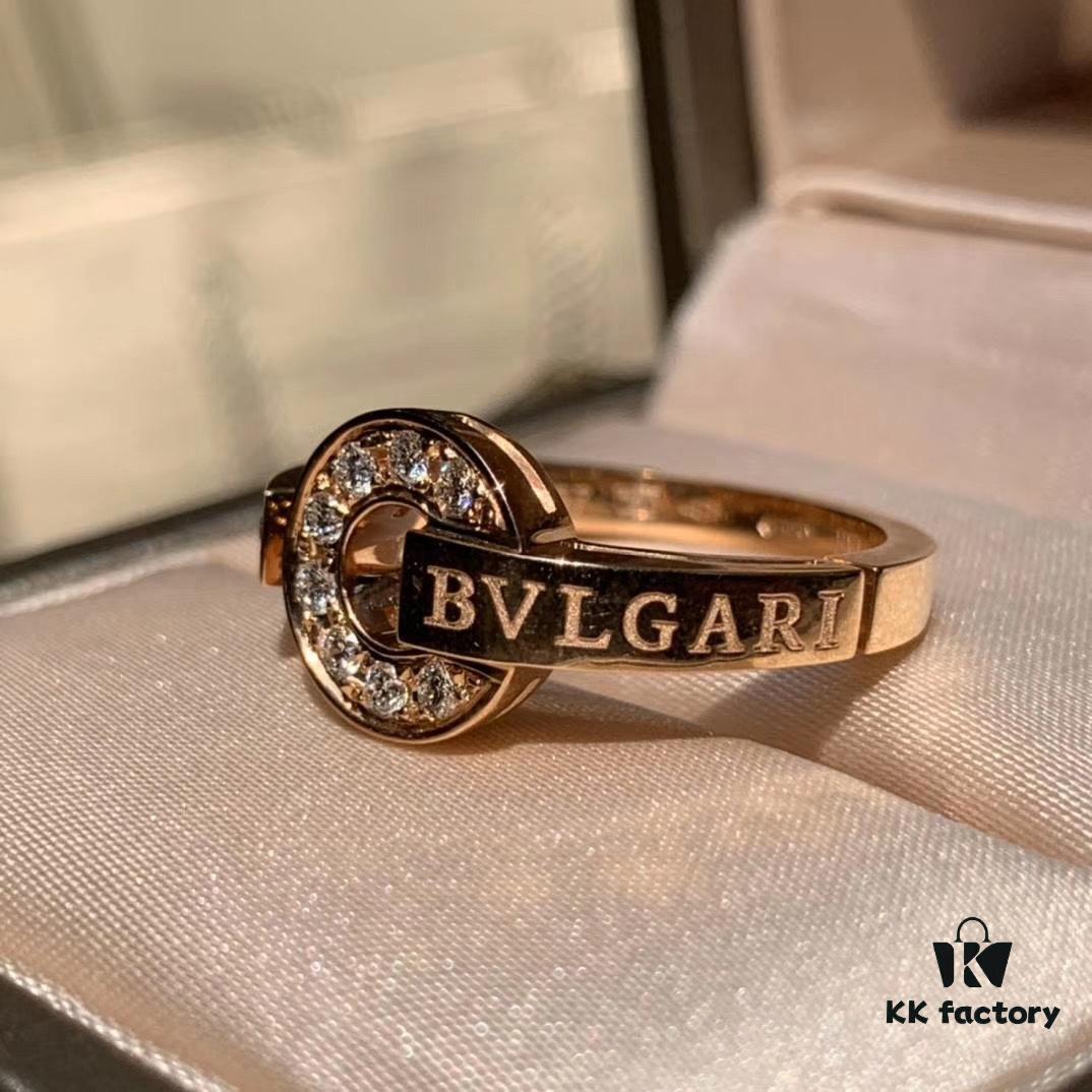 Bvlgari's Most Popular Lucky Coin Ring, Also Known as 'Fortune Rotation', Ideal as Wedding Bands, Elegant and Brightening to the Hands, Featuring Brilliant Diamonds with a Glowing Effect, Rose Gold Version is the Bestseller with Exceptional Symbolism