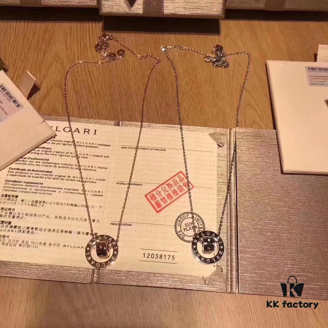 Bvlgari Classic Large Double Ring Necklace ✨ Long-lasting Color, Anti-allergic Treatment, Original Replica, High-end Custom 925 Pure Silver, 1:1 Counterfeit Super Fine 🔥🔥 Each Piece Handcrafted, Unbeatable Value ✨ Rose Gold and White Gold, Original Style Chain, Couple's Design