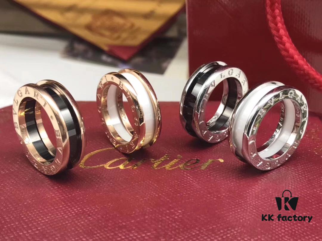 Bulgari BVLGARI Red Man Ring, CNC Precision High-End Version, 1:1 Craftsmanship, Available in White Gold and Rose Gold, 925 Sterling Silver, Black Ceramic Inlay, US Size 5-11