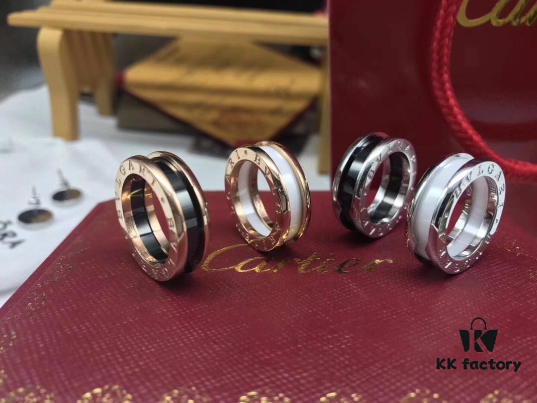 Bulgari BVLGARI Red Man Ring, CNC Precision High-End Version, 1:1 Craftsmanship, Available in White Gold and Rose Gold, 925 Sterling Silver, Black Ceramic Inlay, US Size 5-11