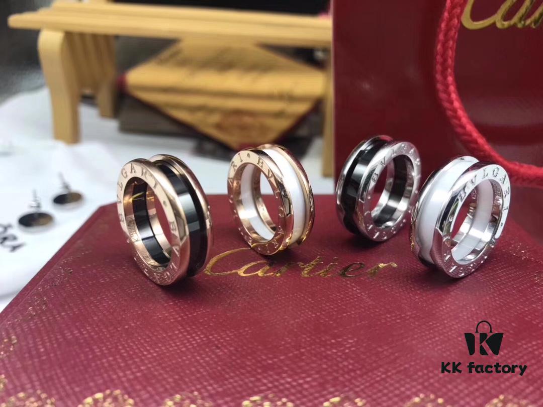 Bulgari BVLGARI Red Man Ring, CNC Precision High-End Version, 1:1 Craftsmanship, Available in White Gold and Rose Gold, 925 Sterling Silver, Black Ceramic Inlay, US Size 5-11