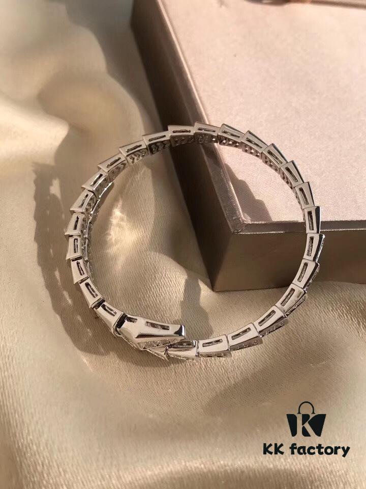 Bulgari Serpenti Viper Full Diamond Snake Bone Bracelet, Crafted in S925 Silver