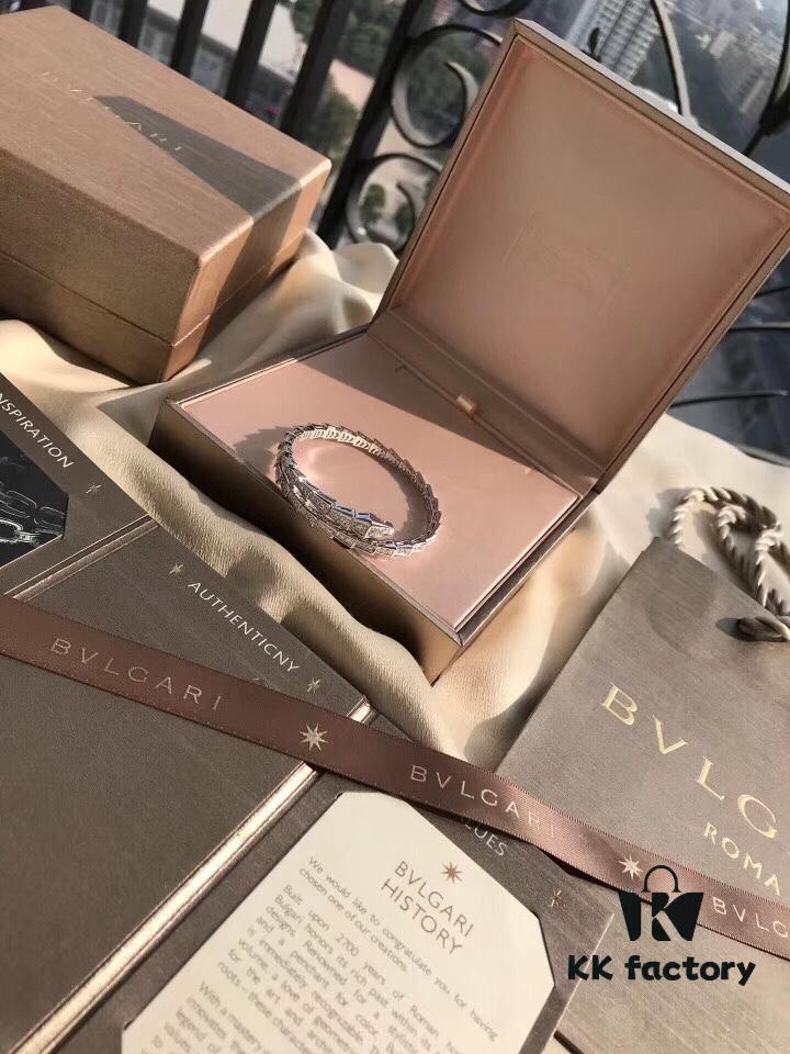 Bulgari Serpenti Viper Full Diamond Snake Bone Bracelet, Crafted in S925 Silver