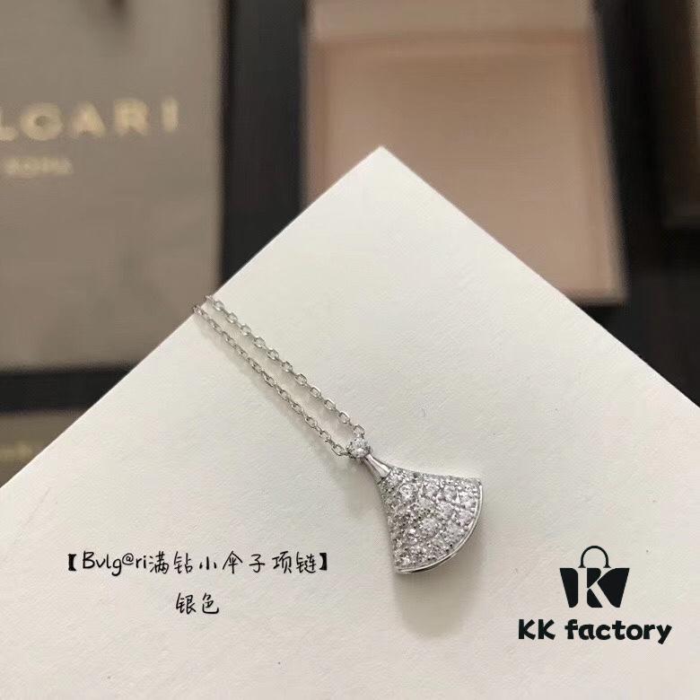 Bvlgari Bulgari Classic DIVA Series Skirt Full Diamond Fan-shaped Necklace