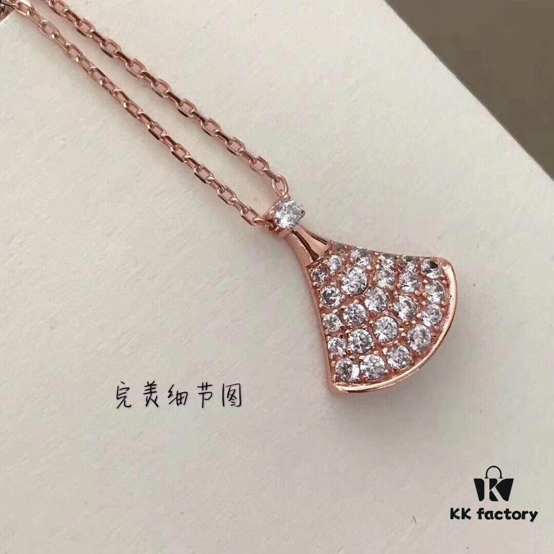 Bvlgari Bulgari Classic DIVA Series Skirt Full Diamond Fan-shaped Necklace