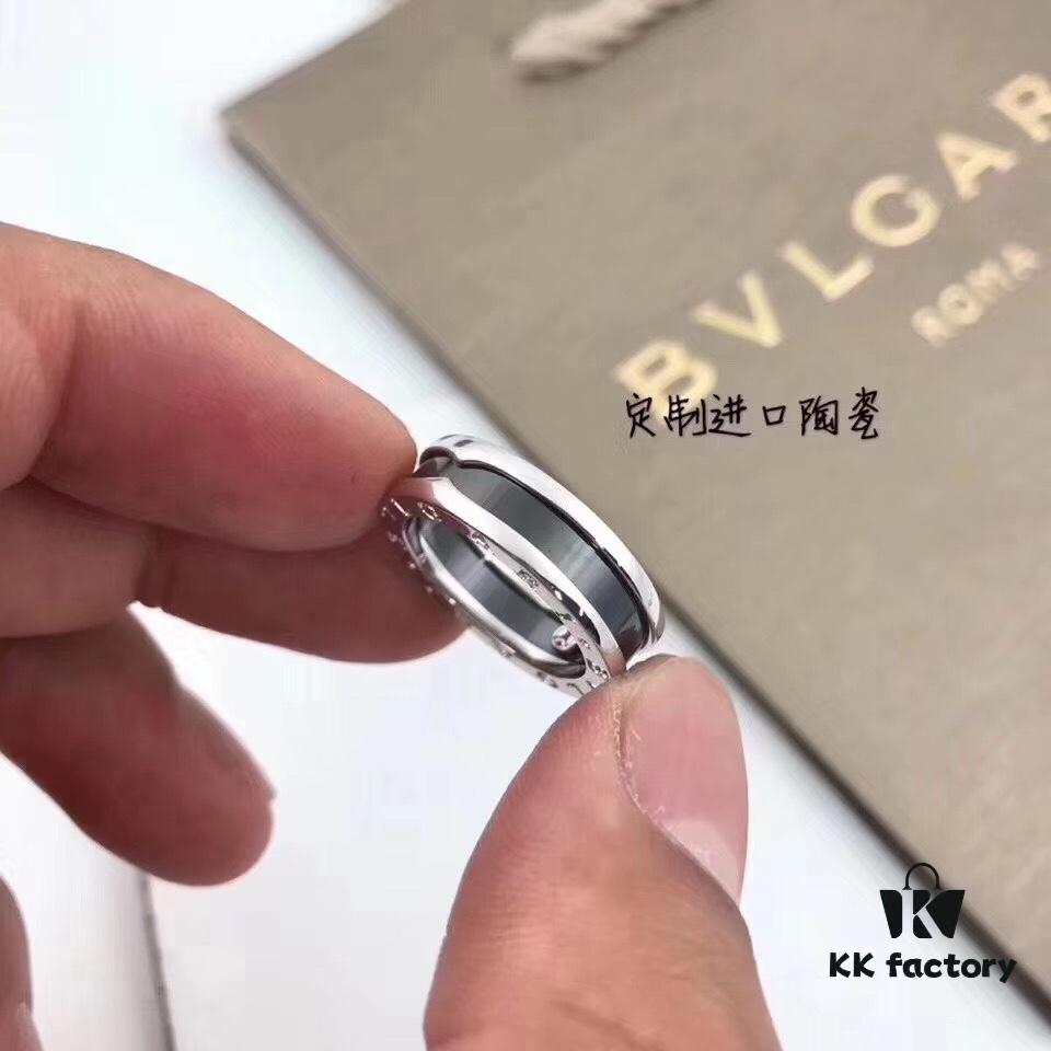 Bvlgari Little Red Man Ring, 925 Sterling Silver with Black Ceramic Inlay, US Size 5-11