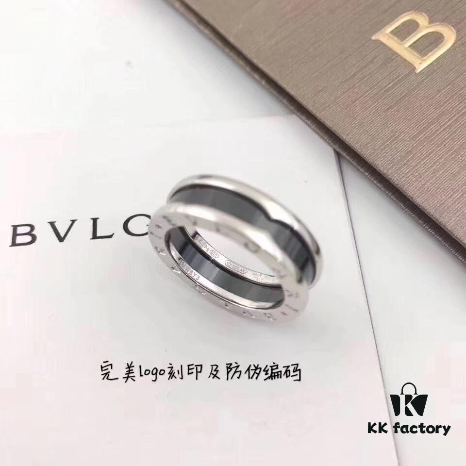 Bvlgari Little Red Man Ring, 925 Sterling Silver with Black Ceramic Inlay, US Size 5-11