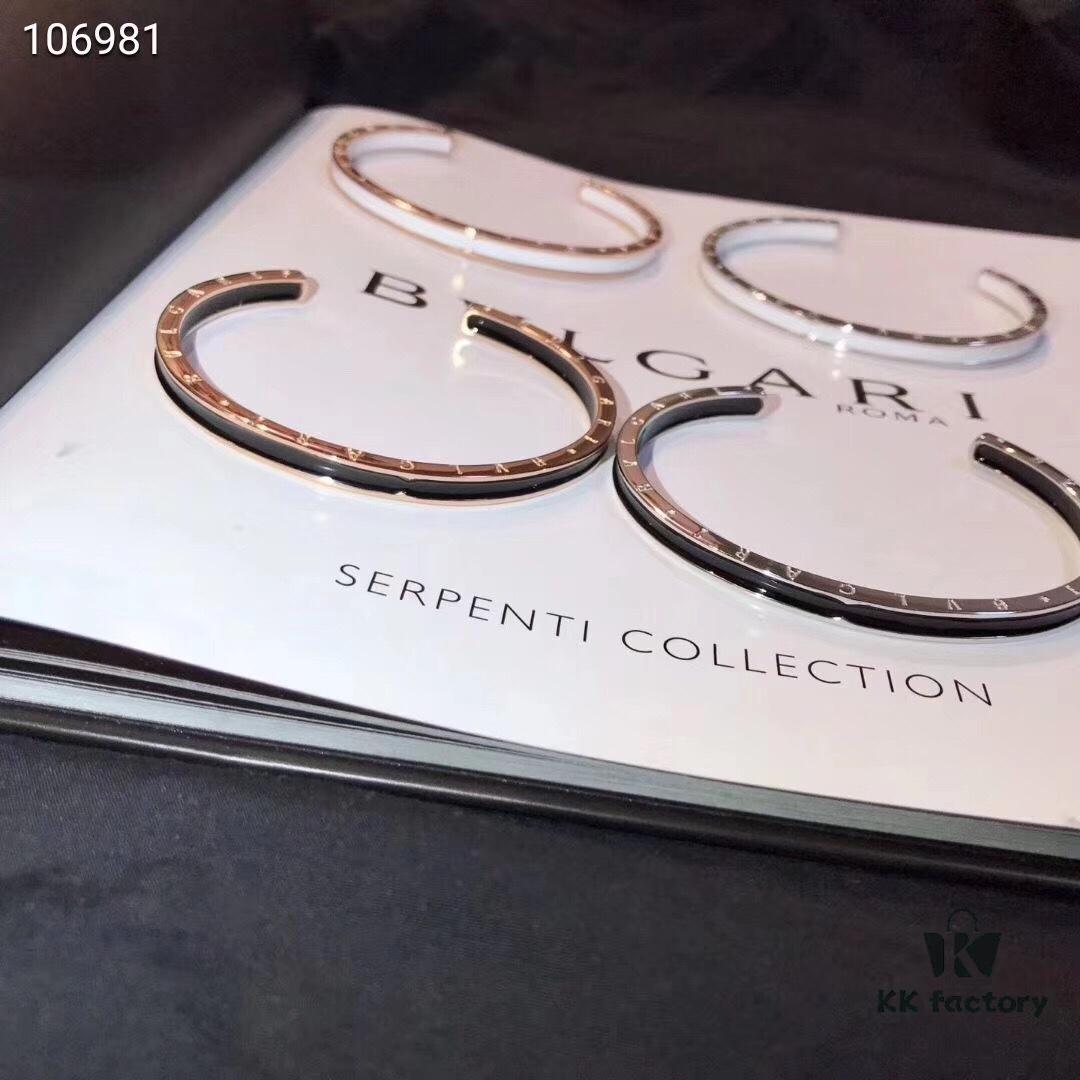 Bvlgari Classic C-Shaped Open Letter Bracelet, Luxury Elegant and Sophisticated Design, High-End Top Quality, CNC Polished Plating, Thick Gold Construction, Adjustable Unisex Style, Hypoallergenic and Fade-Resistant, Black and White Stylish Dual Colors, Fashionable Couple Bracelet