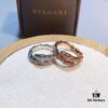 Bulgari Slim Serpenti Ring with Sparkling Diamonds, 925 Silver Plated with 18K Gold