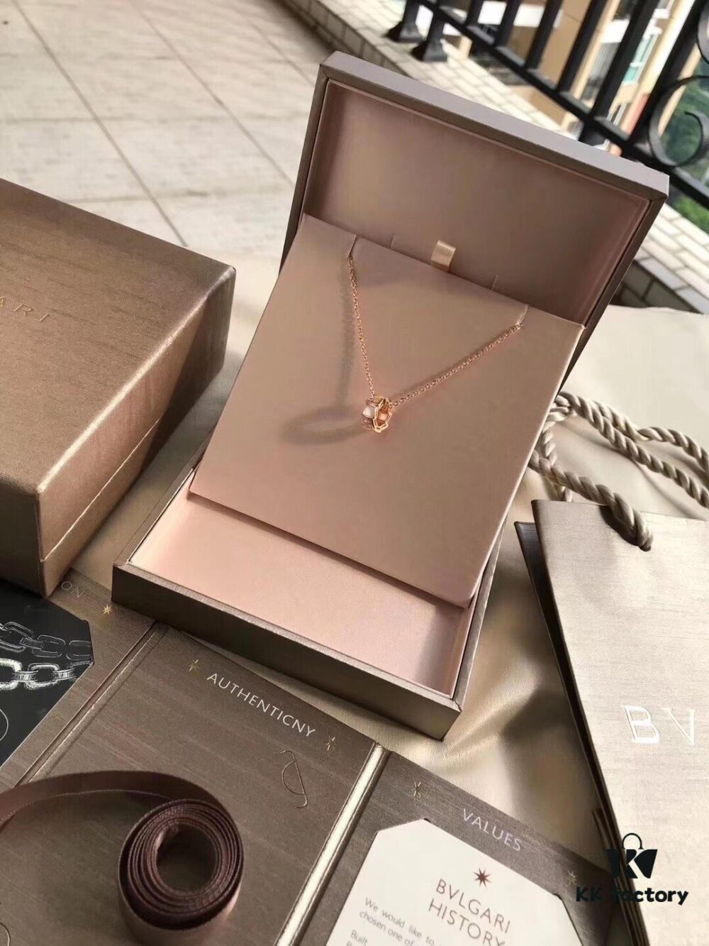 Bvlgari Serpenti Snake Bone Necklace with White Mother-of-Pearl and Diamonds