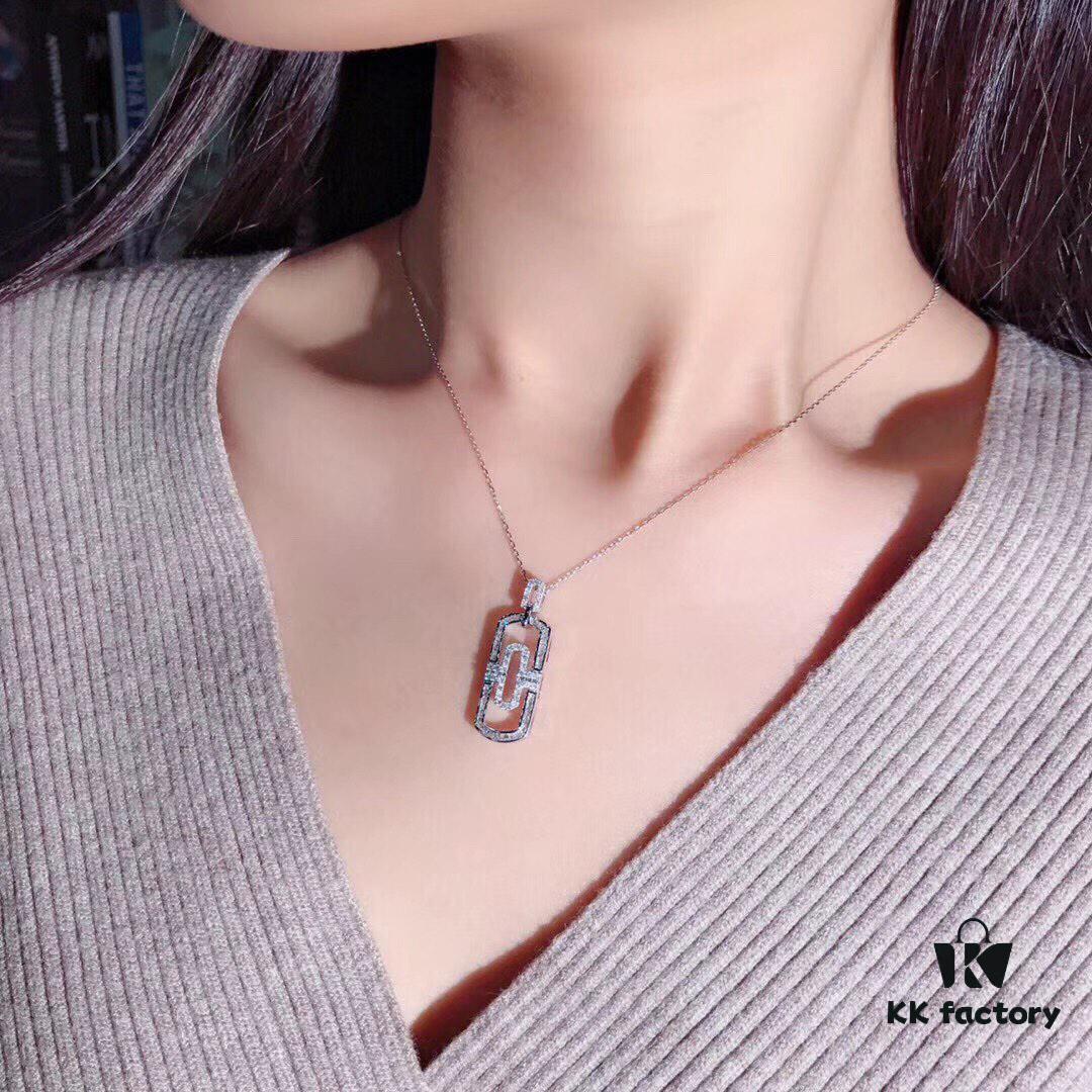 Bv Bvlgari Paperclip Couple Sterling Silver Necklace in Pink Gold Available 👼