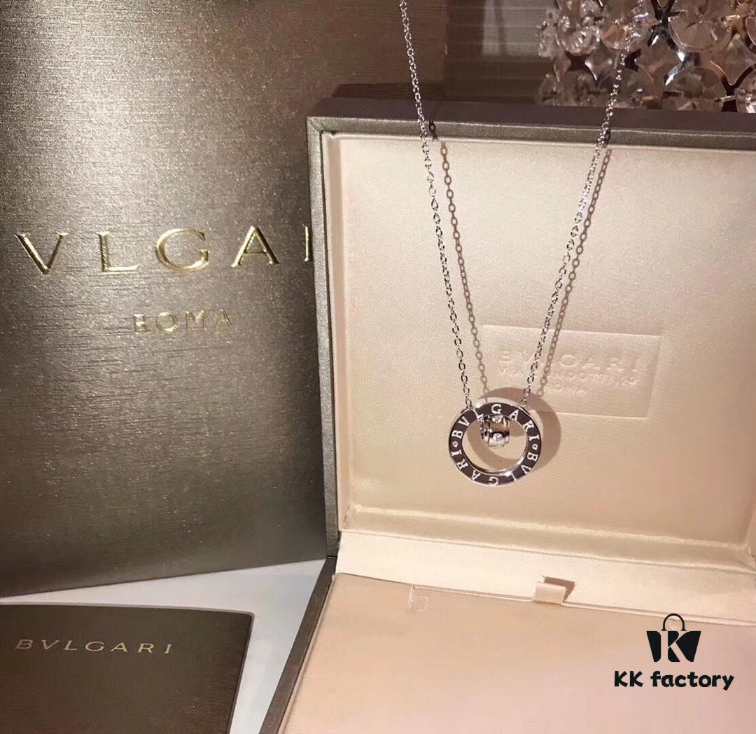 Bvlgari Classic Large Double Ring Necklace ✨ Long-lasting Color, Anti-allergic Treatment, Original Replica, High-end Custom 925 Sterling Silver, 1:1 Counterfeit Super Delicate, Handmade Piece by Piece, Unbeatable Value ✨ ✨ Rose Gold and White Gold, Original Tail Chain, Couple Style