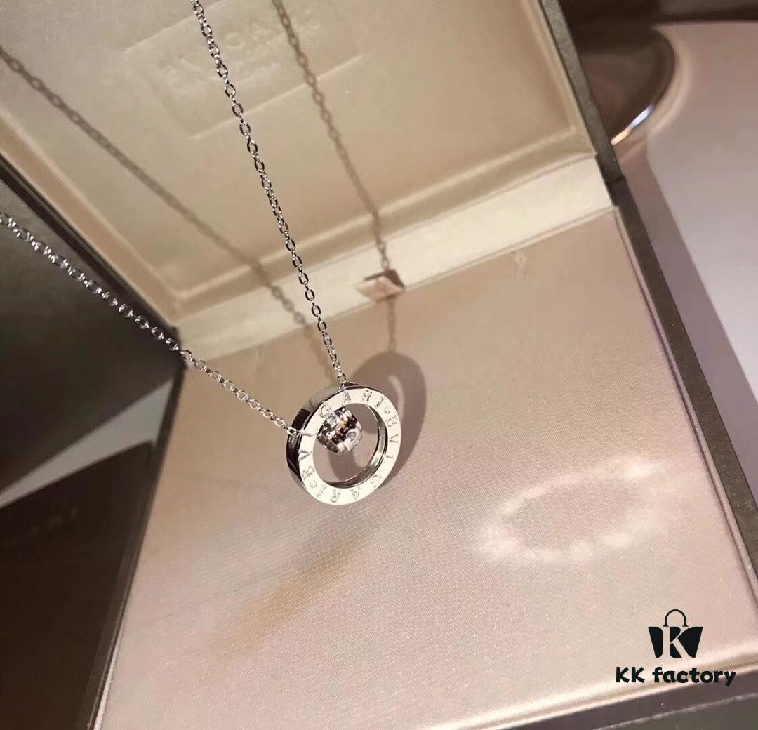 Bvlgari Classic Large Double Ring Necklace ✨ Long-lasting Color, Anti-allergic Treatment, Original Replica, High-end Custom 925 Sterling Silver, 1:1 Counterfeit Super Delicate, Handmade Piece by Piece, Unbeatable Value ✨ ✨ Rose Gold and White Gold, Original Tail Chain, Couple Style