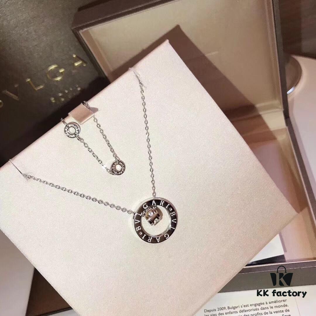 Bvlgari Classic Large Double Ring Necklace ✨ Long-lasting Color, Anti-allergic Treatment, Original Replica, High-end Custom 925 Sterling Silver, 1:1 Counterfeit Super Delicate, Handmade Piece by Piece, Unbeatable Value ✨ ✨ Rose Gold and White Gold, Original Tail Chain, Couple Style