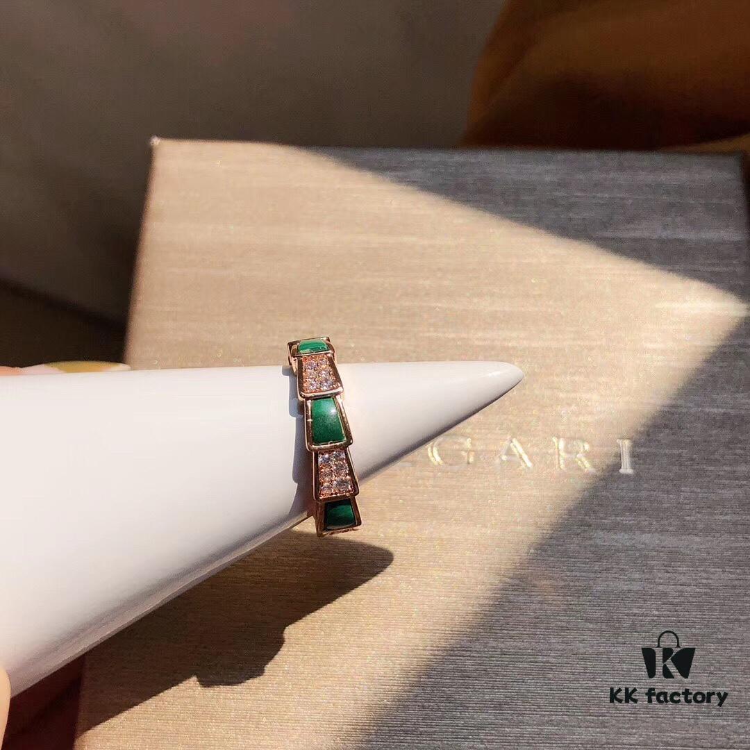 Bvlgari Serpenti Series Turquoise Snake Ring Minimalist Understated Luxury Meaningful Wedding Band Series Premium S925 Sterling Silver with Thick Gold Plating