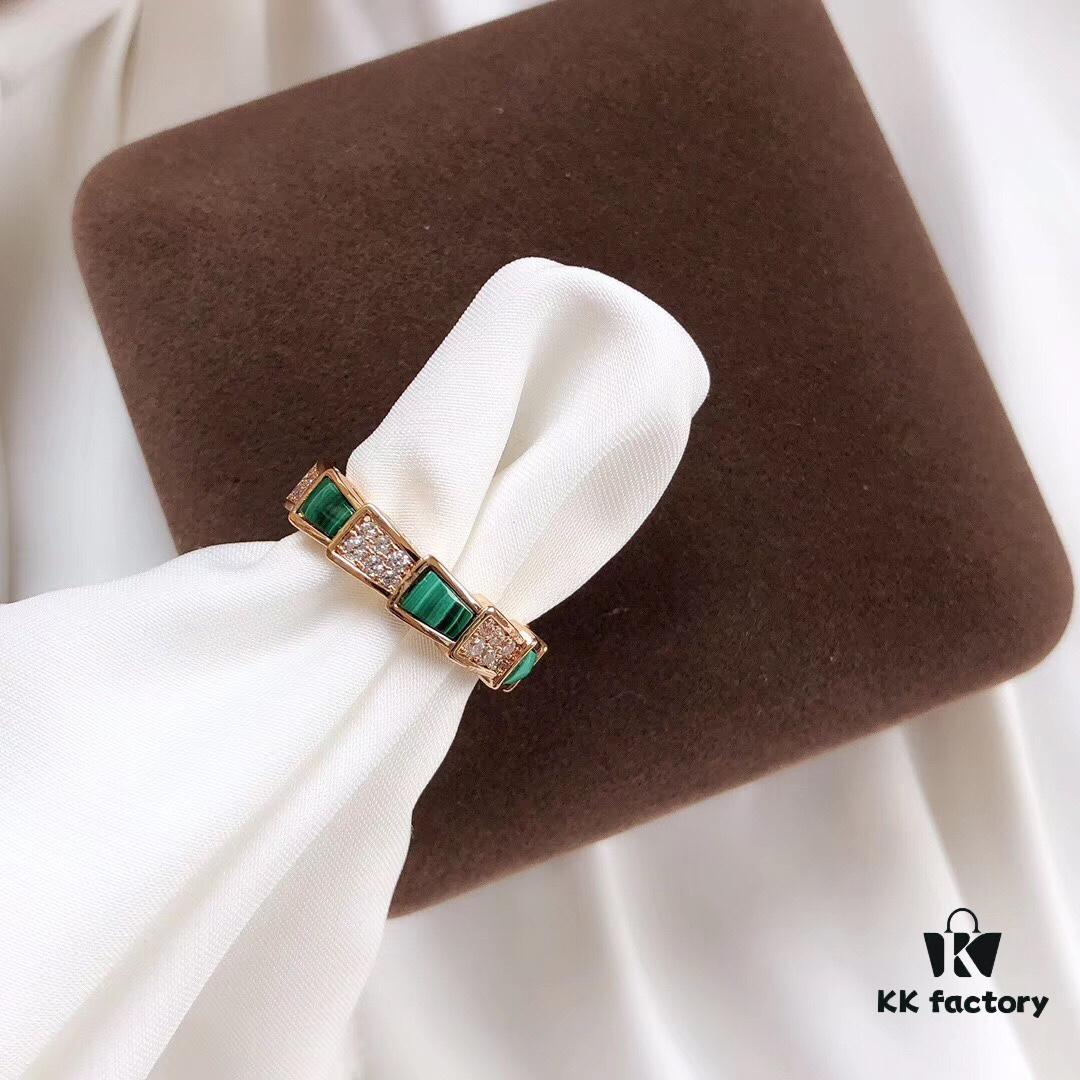 Bvlgari Serpenti Series Turquoise Snake Ring Minimalist Understated Luxury Meaningful Wedding Band Series Premium S925 Sterling Silver with Thick Gold Plating