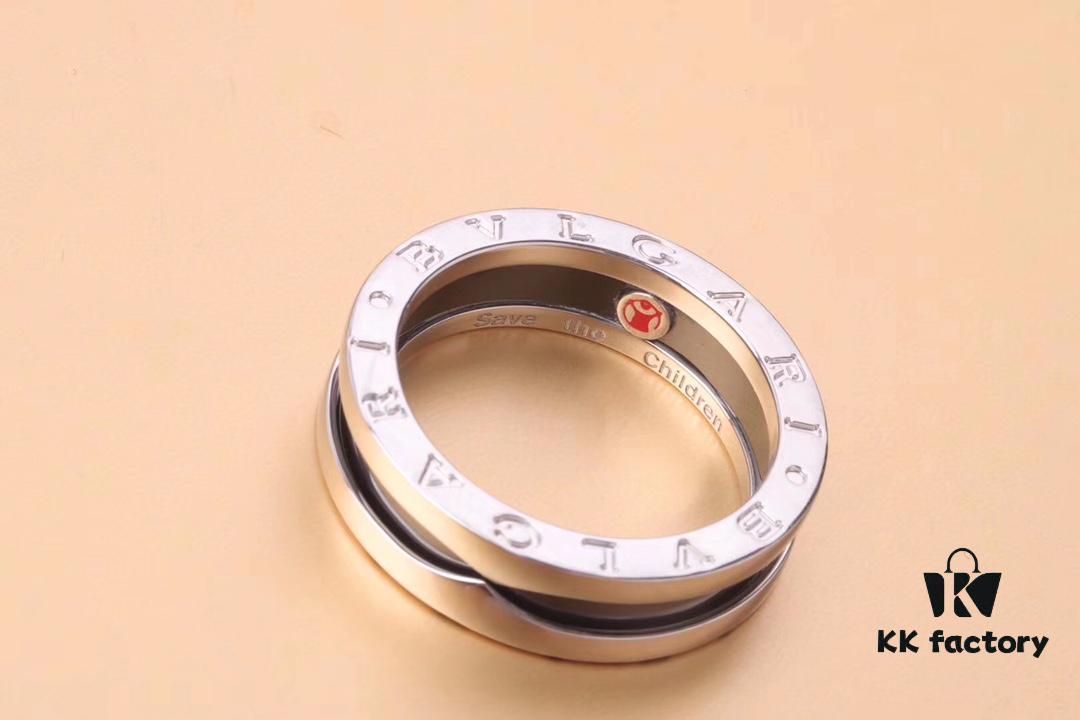 BVLGARI Precision Craftsmanship Little Red Man Ring, 925 Sterling Silver, Black Ceramic Inlay