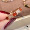 Luxury Level Three-Color Natural Shell Agate Ring BVLGARI Serpenti Design 925 Sterling Silver Thick Gold Plated Diamond-Cut Elegant Women's Ring