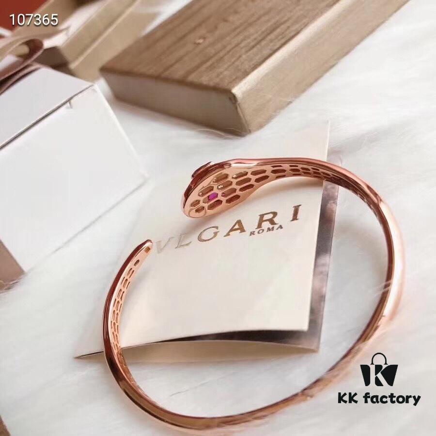 Bvlgari Serpenti Series Ruby Eyes Snake Bracelet, Top-Tier Version, Superb Craftsmanship, Premium German Imported S925 Sterling Silver with 18K Rose Gold Plating