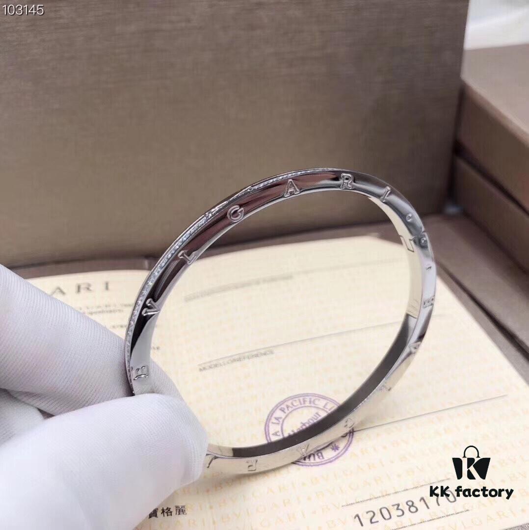 Exclusive Bulgari Full Diamond Micro-Pavé Bracelet - Custom Crafted 925 Sterling Silver with High-Carbon Diamonds, Platinum and Rose Gold Plating, Cabinet Version 1:1