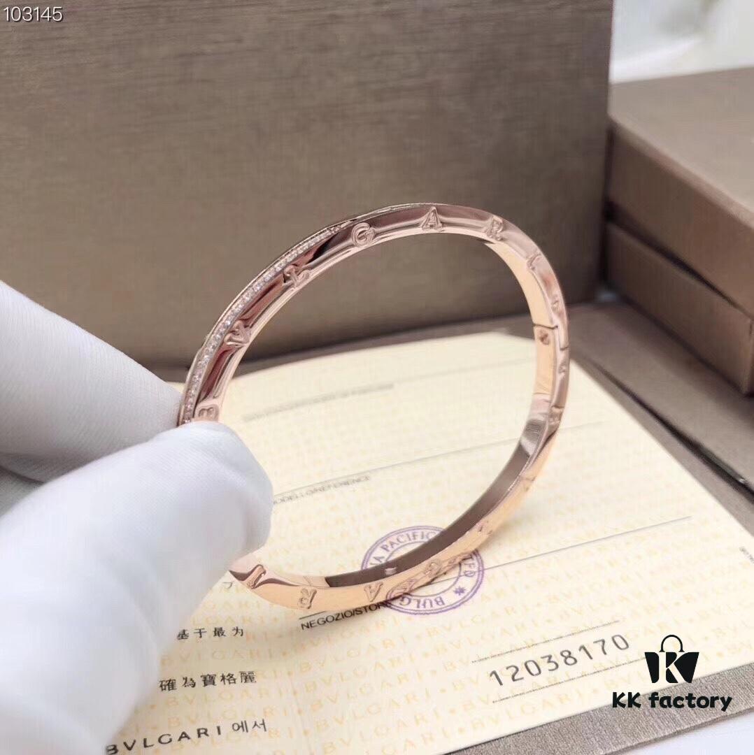 Exclusive Bulgari Full Diamond Micro-Pavé Bracelet - Custom Crafted 925 Sterling Silver with High-Carbon Diamonds, Platinum and Rose Gold Plating, Cabinet Version 1:1