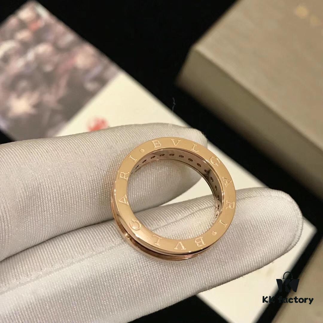BVLGARI Bulgari Classic Letter Full Diamond Ring, Highest Quality Version, Cabinet Custom-Made 1:1, Available in Rose Gold and White Gold