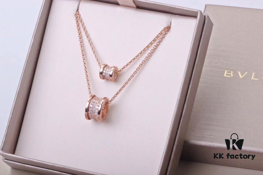 Bvlgari Full Diamond Set: Earrings, Bracelet, Necklace in Small and Large Sizes - 18K Gold with Imported 925 Sterling Silver, Heavy Gold Plating, Top-Tier Craftsmanship