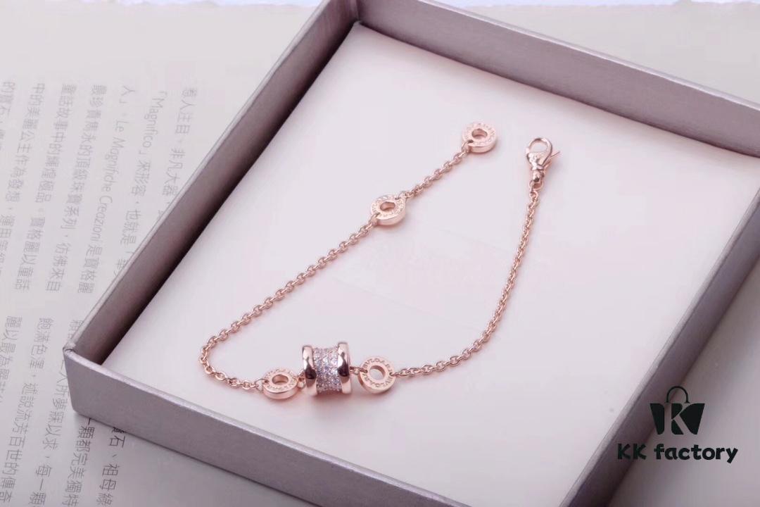 Bvlgari Full Diamond Set: Earrings, Bracelet, Necklace in Small and Large Sizes - 18K Gold with Imported 925 Sterling Silver, Heavy Gold Plating, Top-Tier Craftsmanship