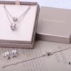 Bvlgari Full Diamond Set: Earrings, Bracelet, Necklace in Small and Large Sizes - 18K Gold with Imported 925 Sterling Silver, Heavy Gold Plating, Top-Tier Craftsmanship