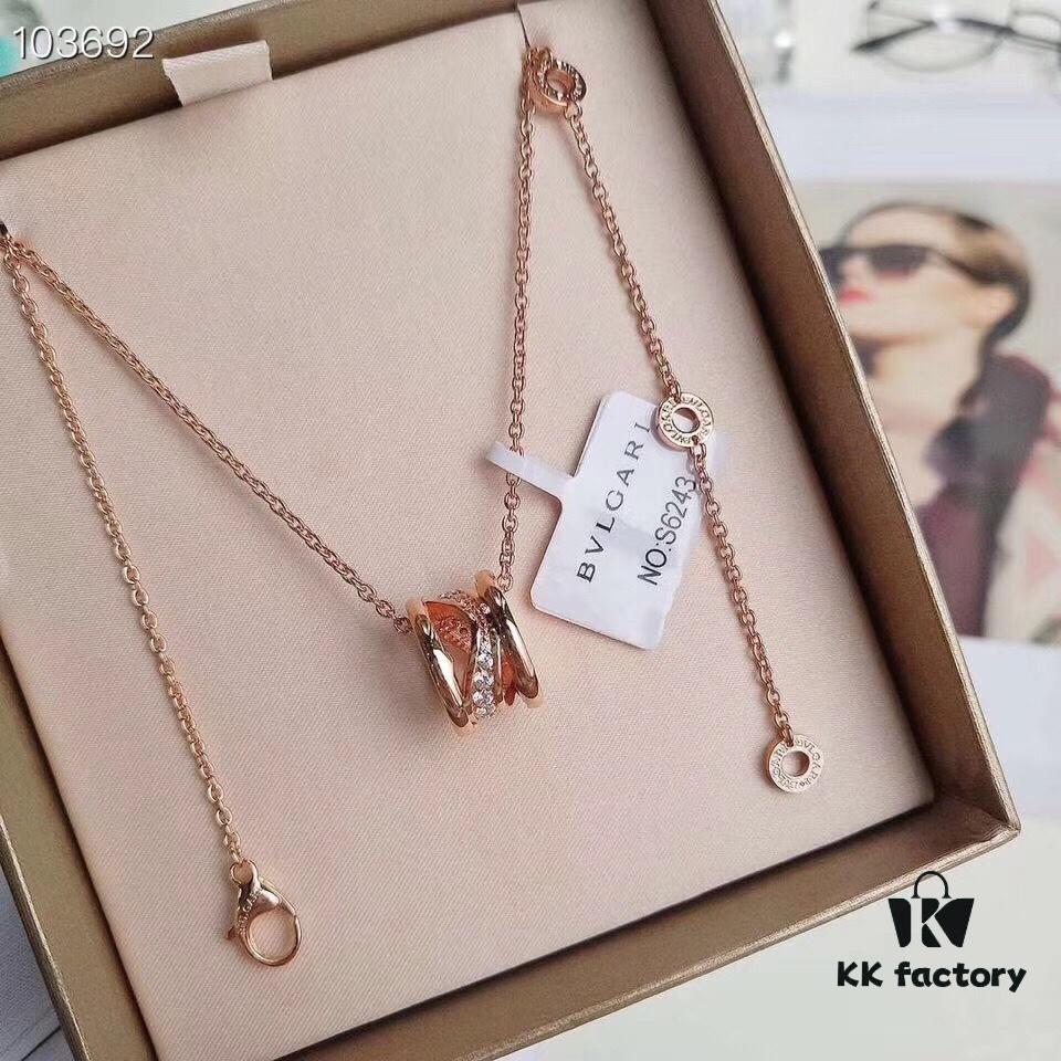 High-Quality BVLGARI-Style Openwork Diamond-Inspired Necklace, Cabinet Version 1:1 Mold with Original Chain, Sterling Silver 925 Micro-Paved Zircon, Available in White Gold, Rose Gold, and Yellow Gold