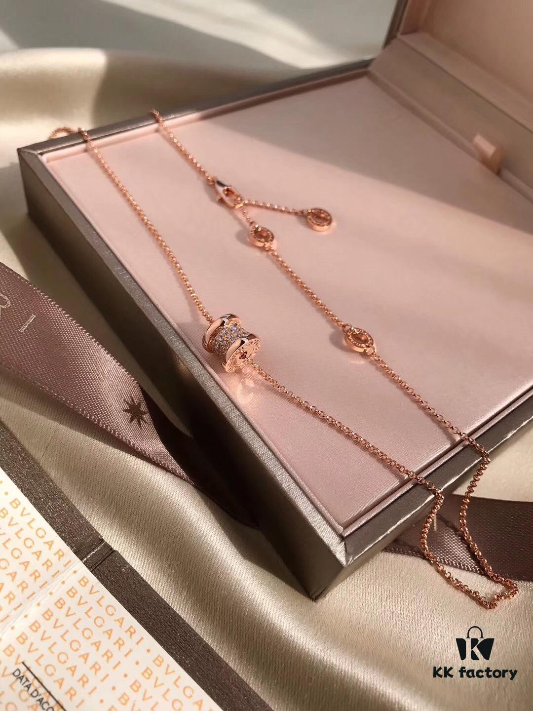 Bvlgari Bulgari Full Diamond Serpenti Small Necklace, Sparkling S925 Silver with Heavy 18K Gold Plating