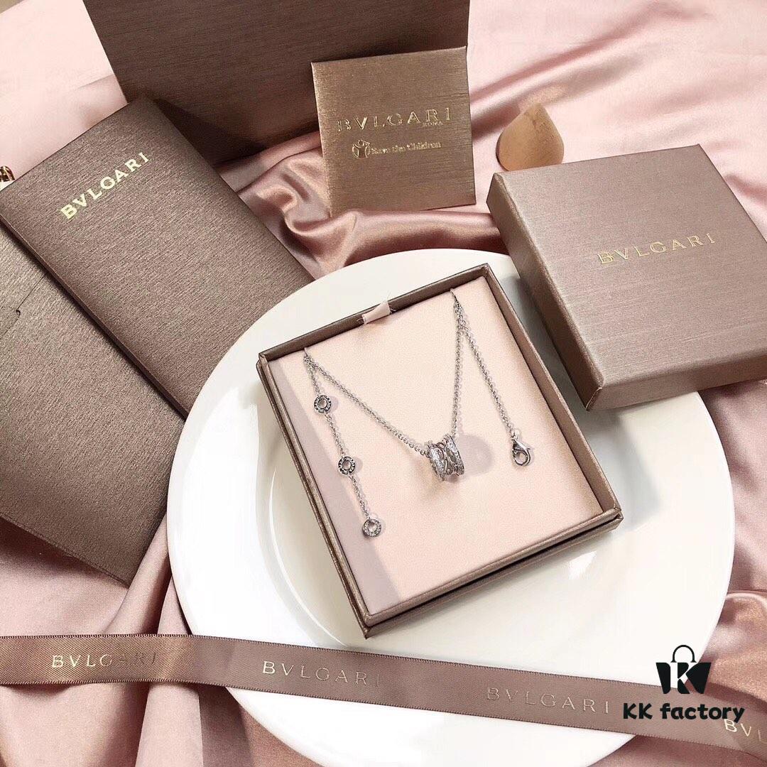 Bvlgari B.zero1 White Gold Openwork Spring Necklace in Rose Gold 2018 New Arrival