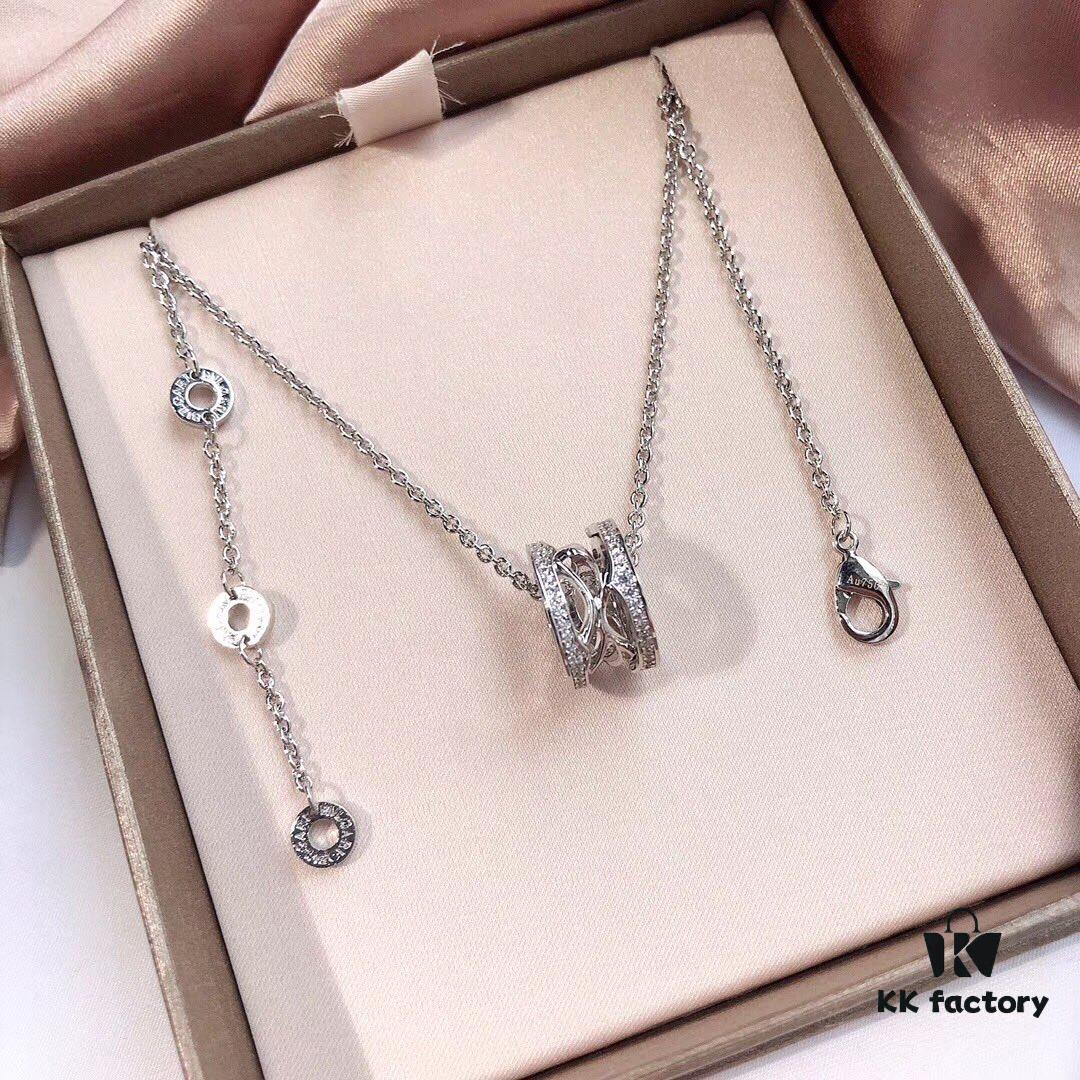 Bvlgari B.zero1 White Gold Openwork Spring Necklace in Rose Gold 2018 New Arrival