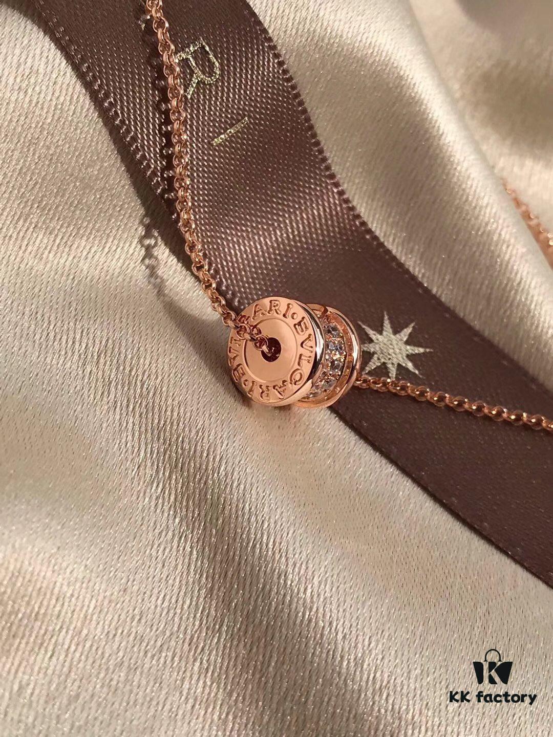 Bvlgari Bulgari Full Diamond Serpenti Small Necklace, Sparkling S925 Silver with Heavy 18K Gold Plating