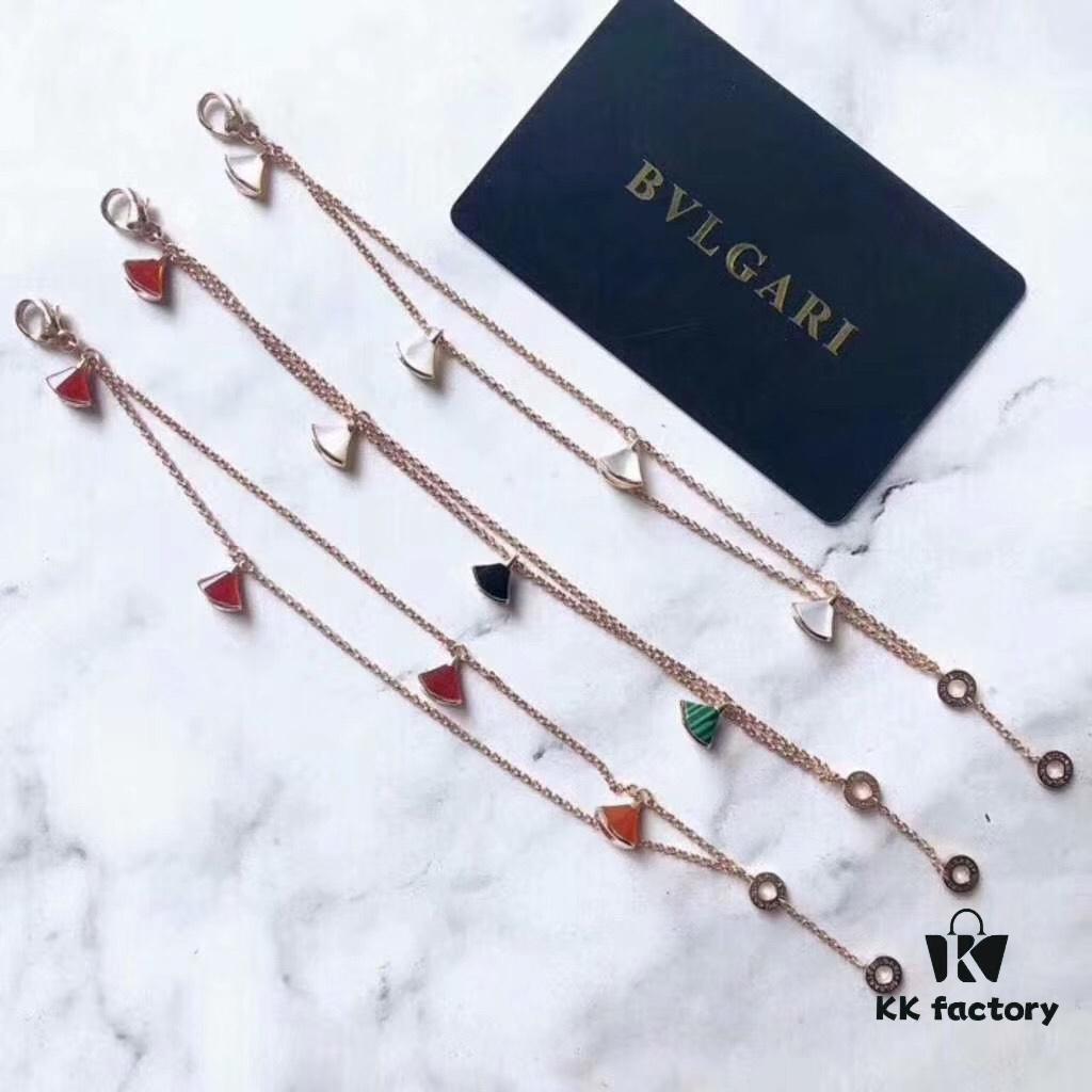 Bulgari Diva Series Dual-Sided Shell and Agate Four-Flower Bracelet, High-End Custom 925 Sterling Silver Plated 18K Rose Gold, Elegant and Versatile