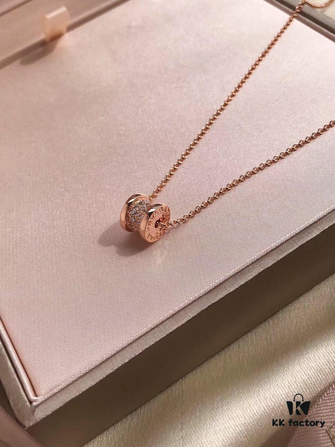 Bvlgari Bulgari Full Diamond Serpenti Small Necklace, Sparkling S925 Silver with Heavy 18K Gold Plating