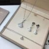 Top-Tier Replica BVLGARI Diva Series Fan-Shape Full Diamond Set: Dress Necklace, Bracelet, and Earrings - Luxury Custom Design in 18K Rose Gold/White Gold Plated Pure Silver with 925 Sterling Silver Anti-Allergy Ear Posts