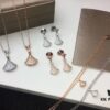 Top-Tier Replica BVLGARI Diva Series Fan-Shape Full Diamond Set: Dress Necklace, Bracelet, and Earrings - Luxury Custom Design in 18K Rose Gold/White Gold Plated Pure Silver with 925 Sterling Silver Anti-Allergy Ear Posts