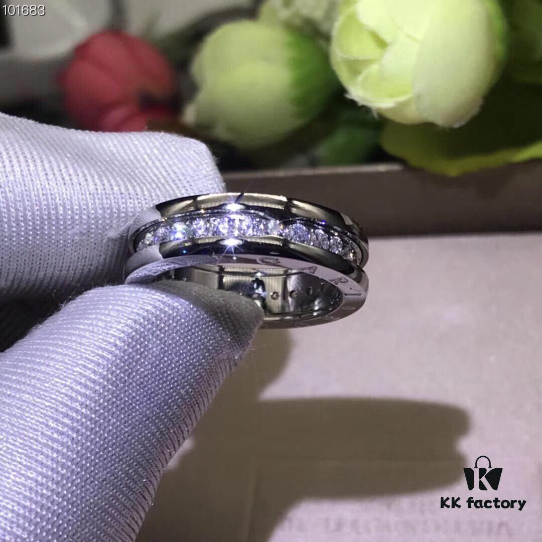 BVLGARI Bulgari Classic Letter Full Diamond Ring, Highest Quality Version, Cabinet-Level Customization, Available in Rose Gold, White Gold, and Yellow Gold