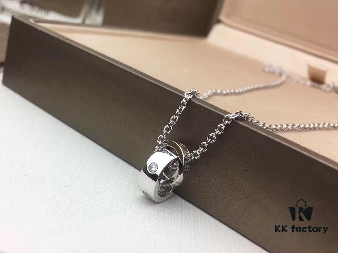 Bvlgari Double Ring Necklace ✈️ New Arrival CNC Craftsmanship White Diamond Double Ring Gemstone Necklace Summer Fresh Collection Latest Bestseller Comparable to Authentic Version