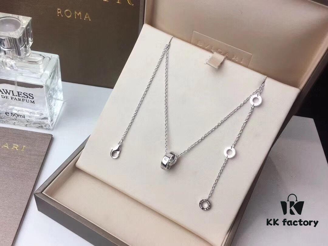 Bvlgari Double Ring Necklace ✈️ New Arrival CNC Craftsmanship White Diamond Double Ring Gemstone Necklace Summer Fresh Collection Latest Bestseller Comparable to Authentic Version