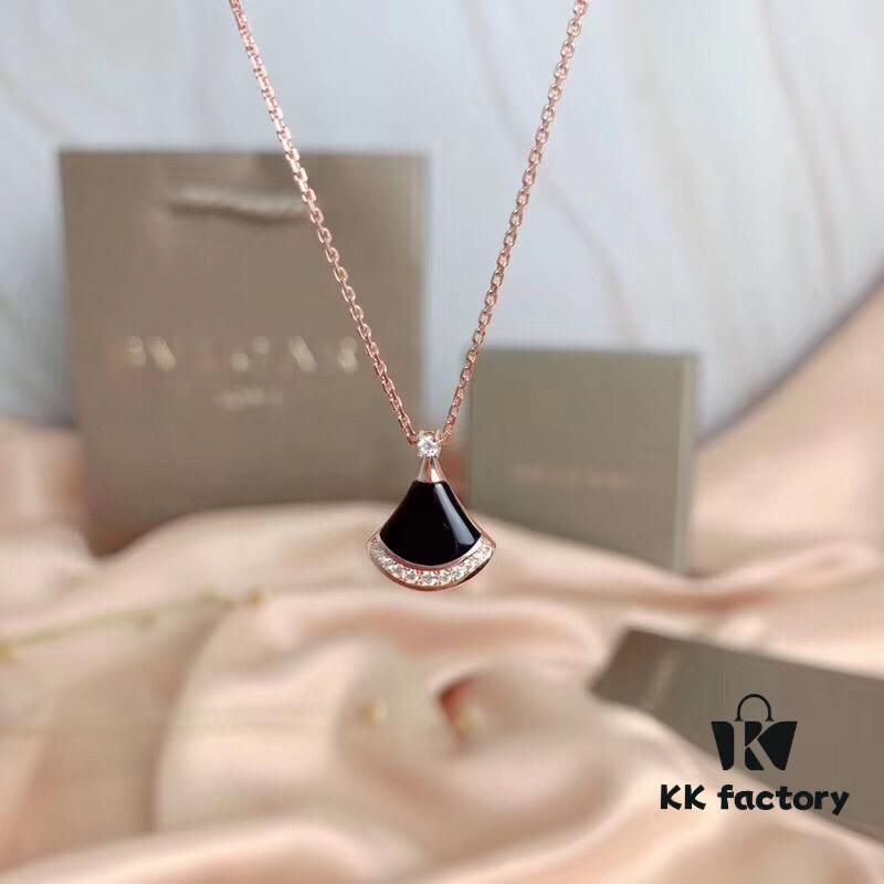 Bvlgari Silver Version Serpenti Necklace, 925 Sterling Silver with 18K Gold Vacuum Plating, Encrusted with Swarovski Crystals and Natural Mother of Pearl