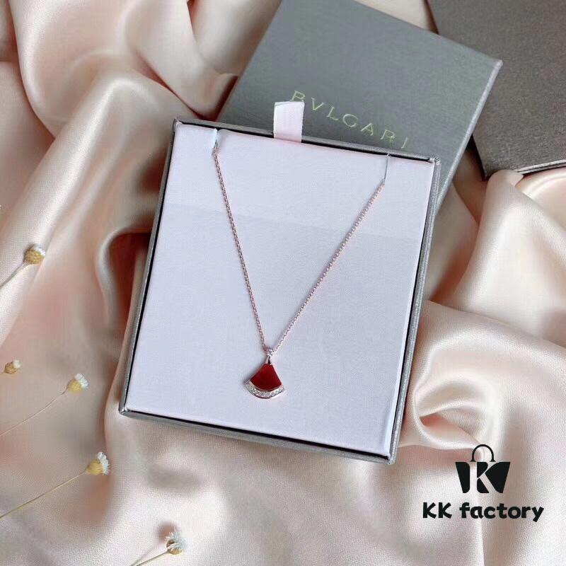 Bvlgari Silver Version Serpenti Necklace, 925 Sterling Silver with 18K Gold Vacuum Plating, Encrusted with Swarovski Crystals and Natural Mother of Pearl